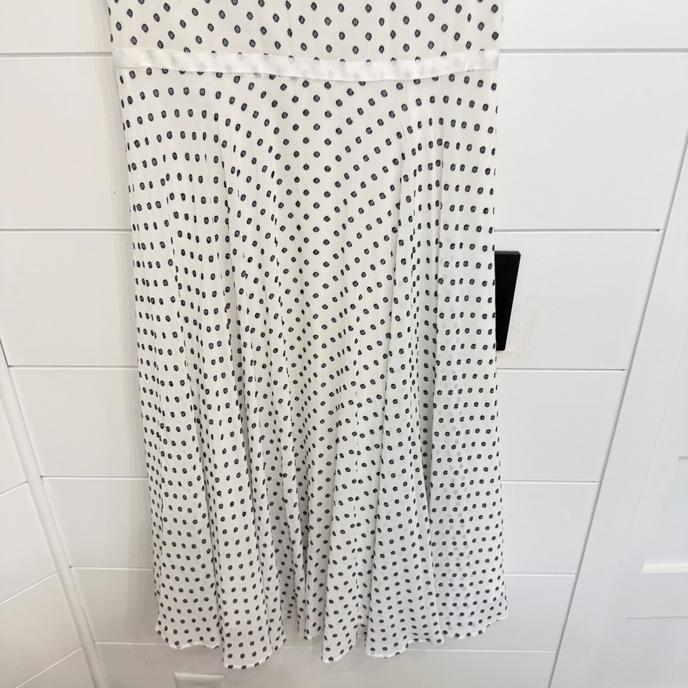 Hobbs Della Polka Dot Midi Dress Ivory Black Sleeveless Fit & Flare 36273 - Picture 7 of 12